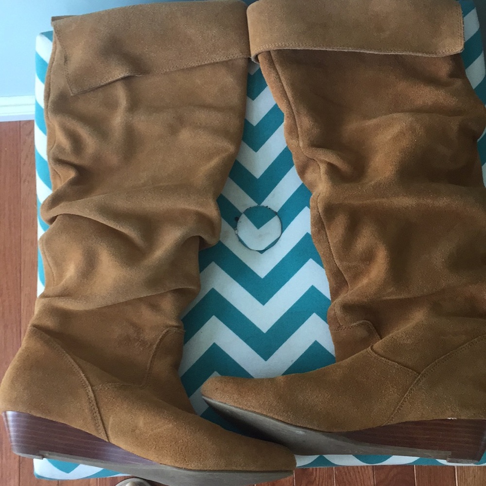 Brown leather boots